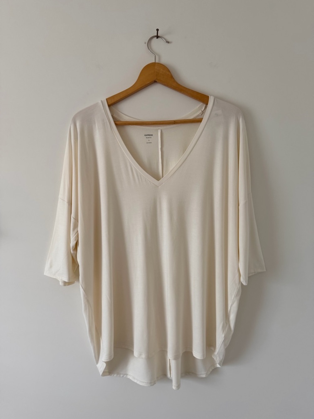 V-Neck Oversized Women's Top - Cream